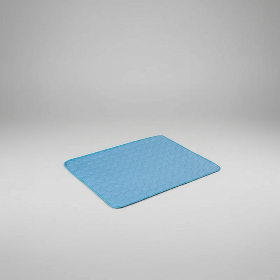 Dog cooling mat made with ice silk fabric for quick summer heat relief