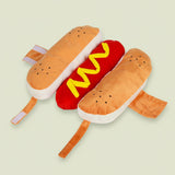 Close-up of adjustable hook-and-loop belly strap on hot dog dog costume