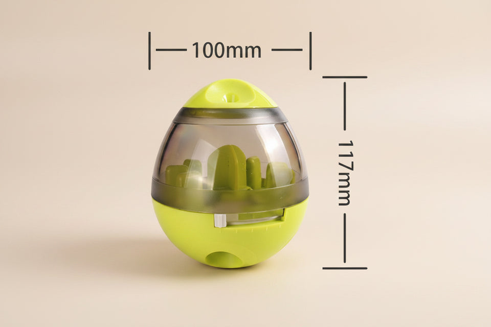 Graphic showing how the dog treat puzzle toy slows down eating and boosts mental stimulation