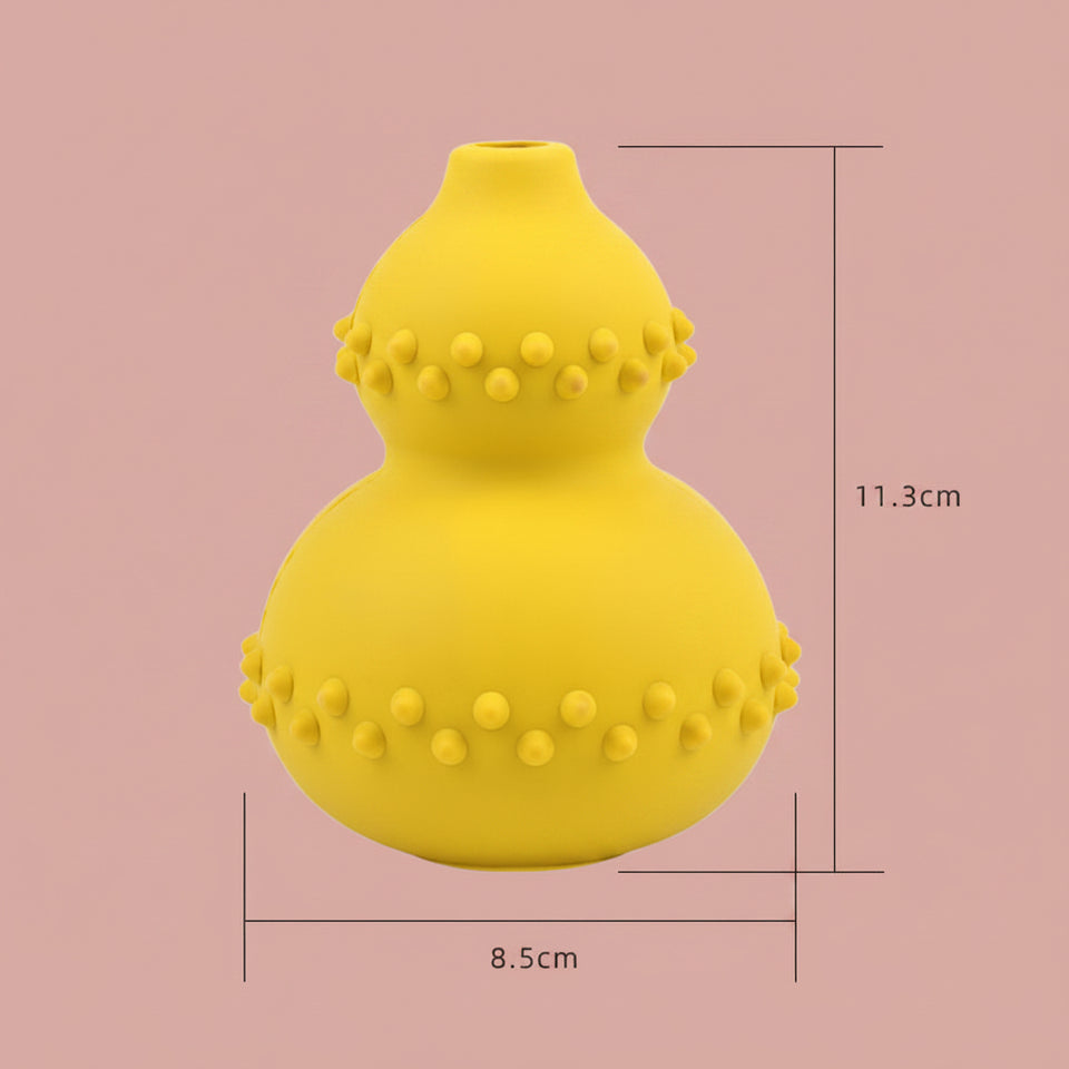 Product dimensions diagram of $4.4\text{-inch}$ natural rubber chew toy.