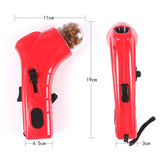 Red handheld device with dimensions labeled on a white background