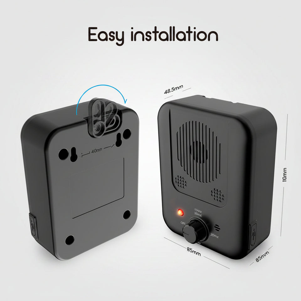 Outdoor ultrasonic anti barking device mounted on a fence