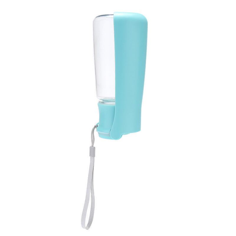 Close-up of leakproof lock button on foldable pet water bottle