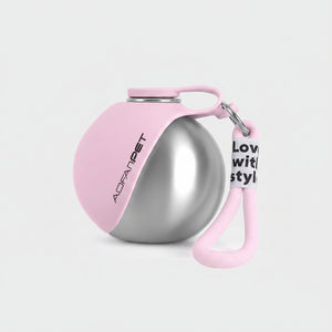 Portable stainless steel dog water bottle with built-in drinking bowl