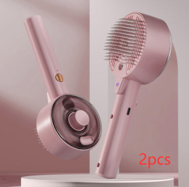 Self-cleaning steam pet grooming brush for dogs and cats