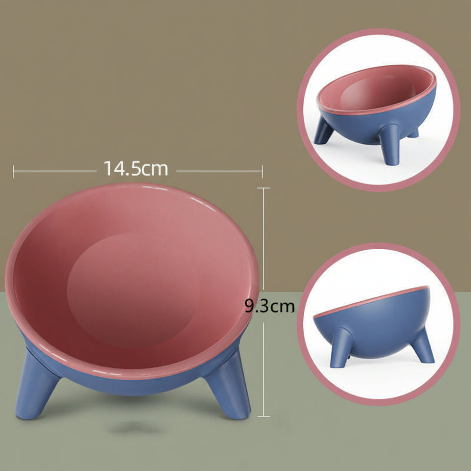 Non-toxic food grade PET elevated pet feeder bowl in stylish pastel color options.