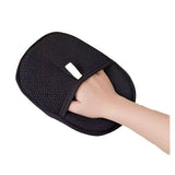 Breathable mesh back and flexible elastic cuff of the pet hair catcher glove.