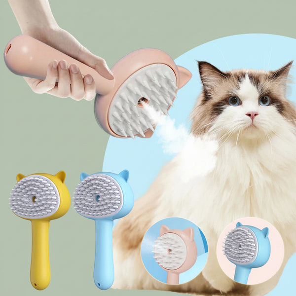 Steamy Cat Grooming Brush - 3-in-1 Steam Pet Hair Remover & Massager