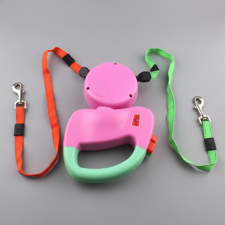 360 Degree Tangle Free Mechanism on Double Retractable Pet Leash