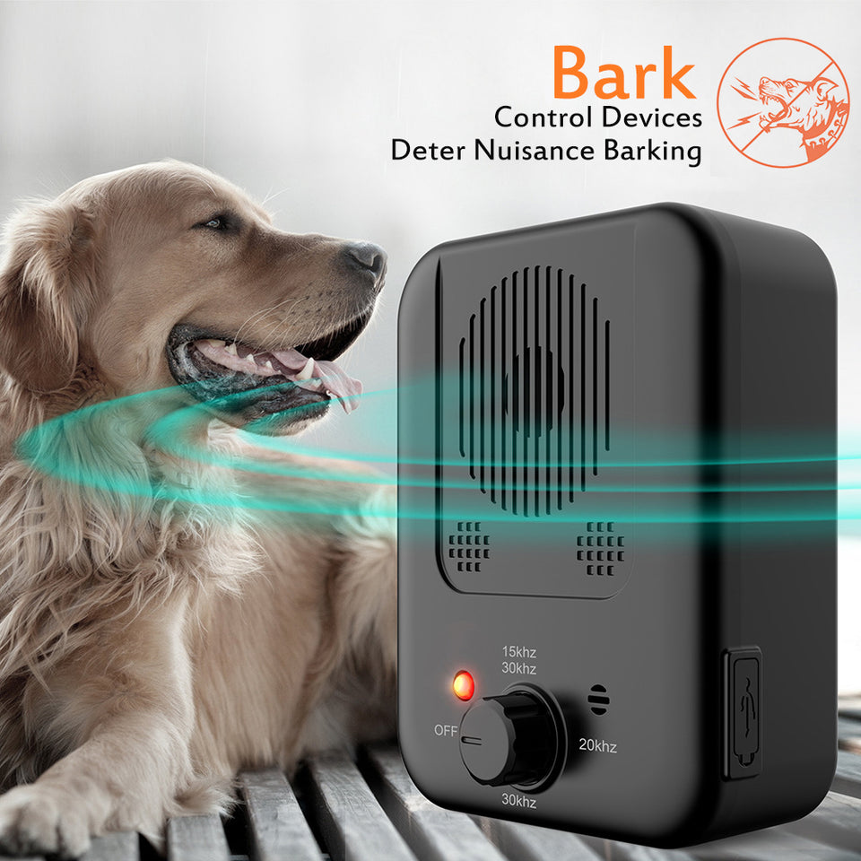 Ultrasonic dog bark control device for humane bark training